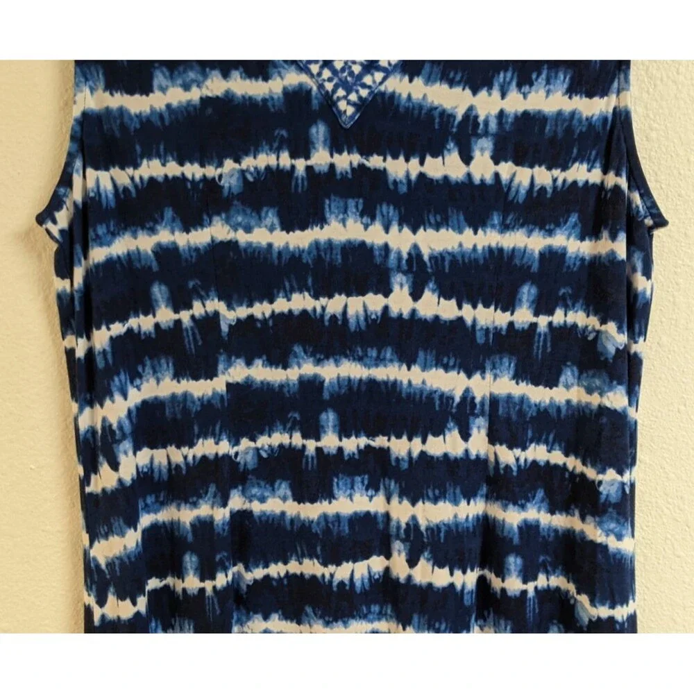 TOMMY BAHAMA Oliana Stripe Tie Dye Blue/White Viscose Spandex Shift Dress M - Picture 9 of 13